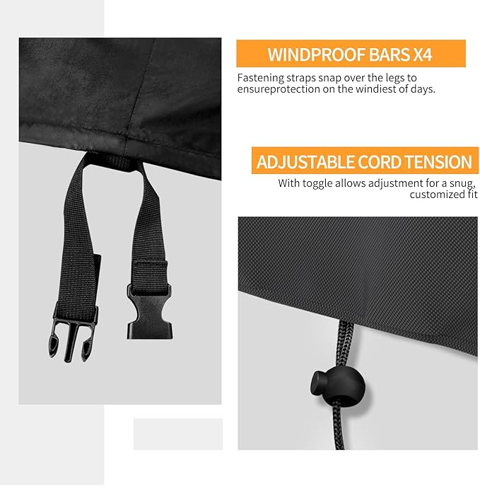 Husă pentru Mobilier de Grădină QZMVER, 280x204x106 cm, Prelată Rectangulară din Material Oxford 420D, Impermeabilă, Anti-UV, Rezistentă la Praf și Vânt, Cu Aerisiri, Șnur și Catarame de Fixare [6]