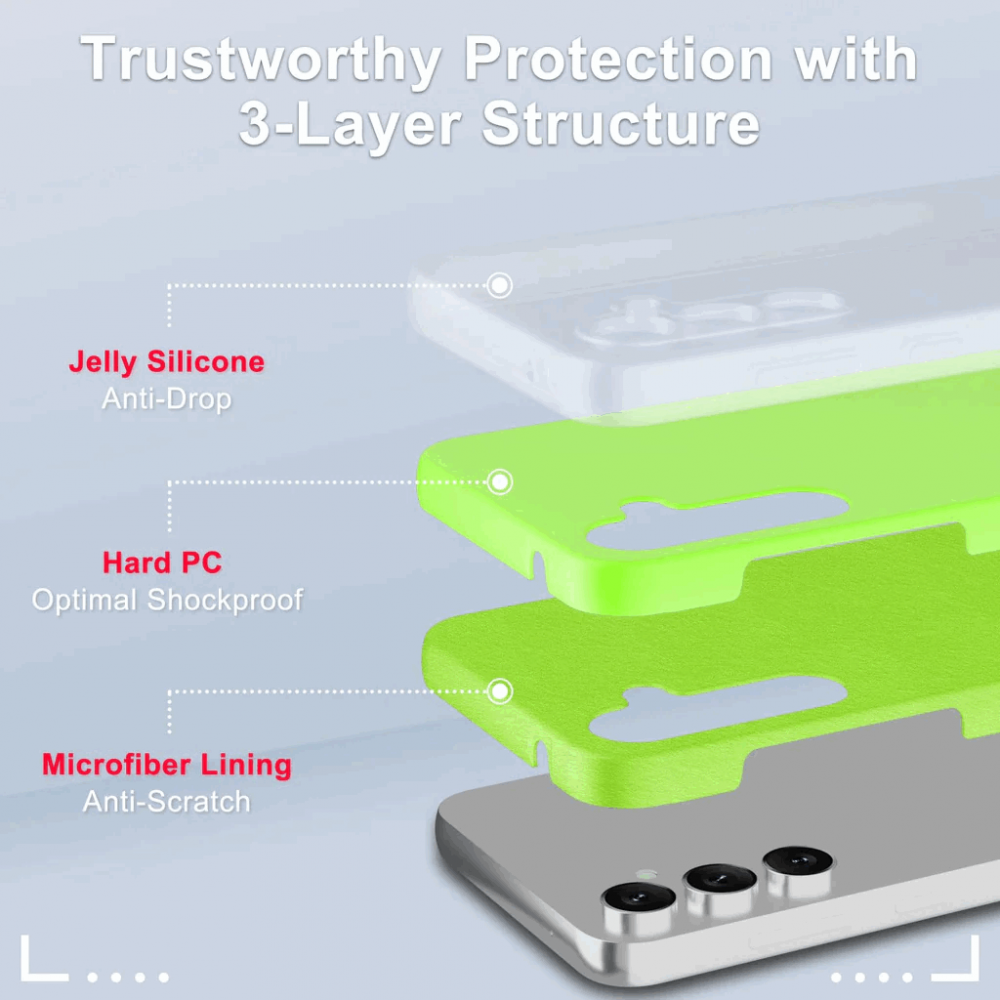 Husa pentru Samsung Galaxy S23 FE cu 2 folii de protectie ecran, din silicon lichid,YENAPOON, rezistenta la socuri, la zgarieturi, verde, MCPN [3]