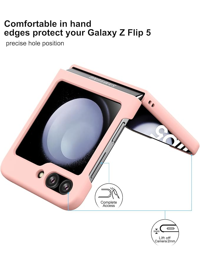 Husă pentru Samsung Galaxy Z Flip 5 (2023), Slim, Mată, cu Protecție Completă și Aderență Antialunecare, Roz [2]