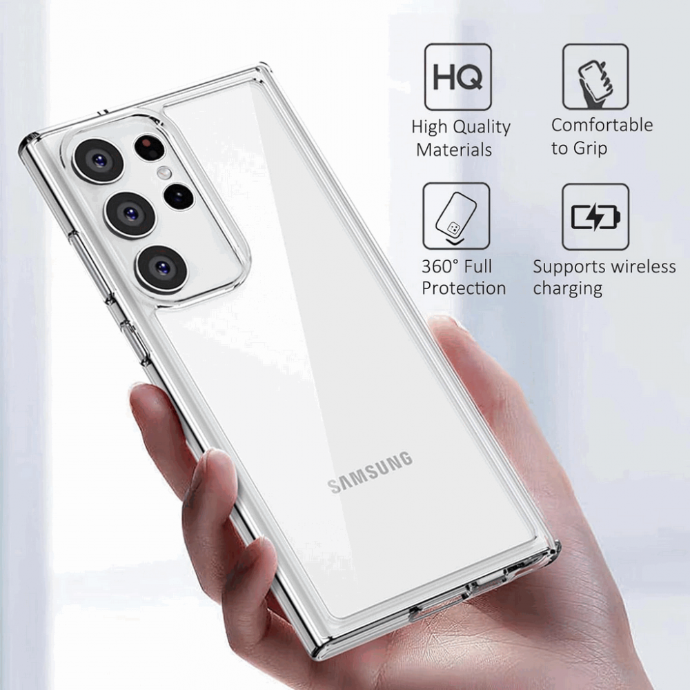 Husa pentru Samsung S23 Ultra, Transparentă, Anti-ingalbenire, PC Dur si TPU Flexibil, QPR3P [3]