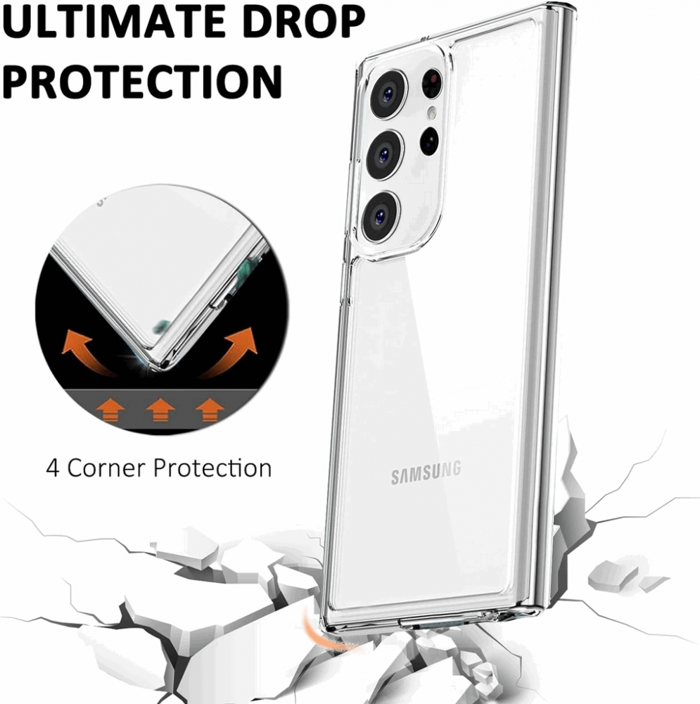 Husa pentru Samsung S23 Ultra, Transparentă, Anti-ingalbenire, PC Dur si TPU Flexibil, QPR3P [2]