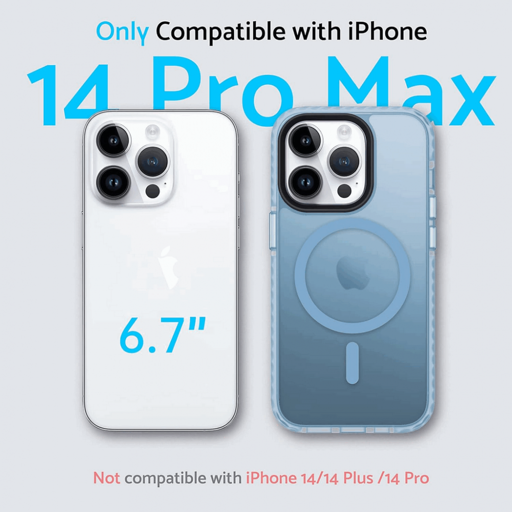 Husa pentru telefon iPhone 14 PRO MAX 6.7 inch, Albastru, Anti-Amprente, Anti-Șoc, TPU Translucid, DASFOND, N0085 [7]