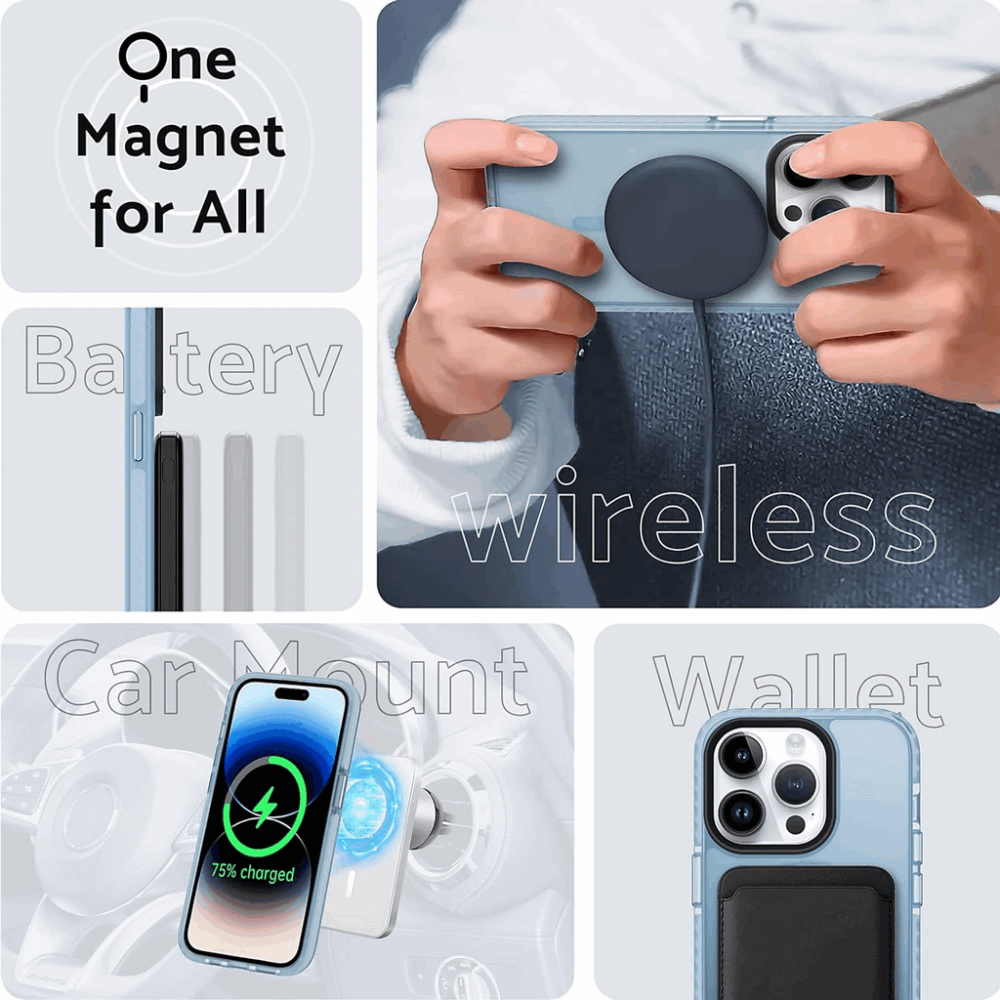 Husa pentru telefon iPhone 14 PRO MAX 6.7 inch, Albastru, Anti-Amprente, Anti-Șoc, TPU Translucid, DASFOND, N0085 [5]