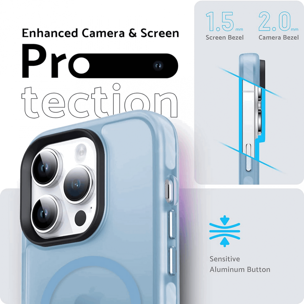 Husa pentru telefon iPhone 14 PRO MAX 6.7 inch, Albastru, Anti-Amprente, Anti-Șoc, TPU Translucid, DASFOND, N0085 [3]