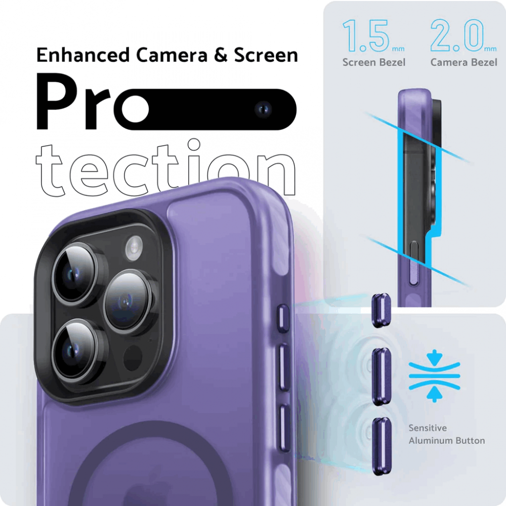 Husa pentru telefon iPhone 15 PRO MAX 6.7 inch, Violet Mat, Anti-Amprente, Anti-Șoc, TPU Translucid, DASFOND, JDFG [4]