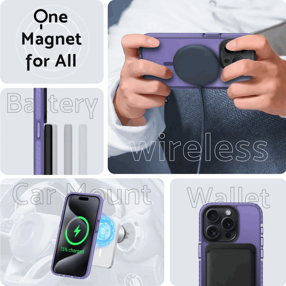 Husa pentru telefon iPhone 15 PRO MAX 6.7 inch, Violet Mat, Anti-Amprente, Anti-Șoc, TPU Translucid, DASFOND, JDFG [6]