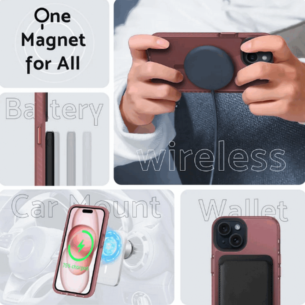 Husa pentru telefon iPhone 15, Rosu inchis, Anti-Amprente, Anti-Șoc, TPU Translucid, DASFOND [5]