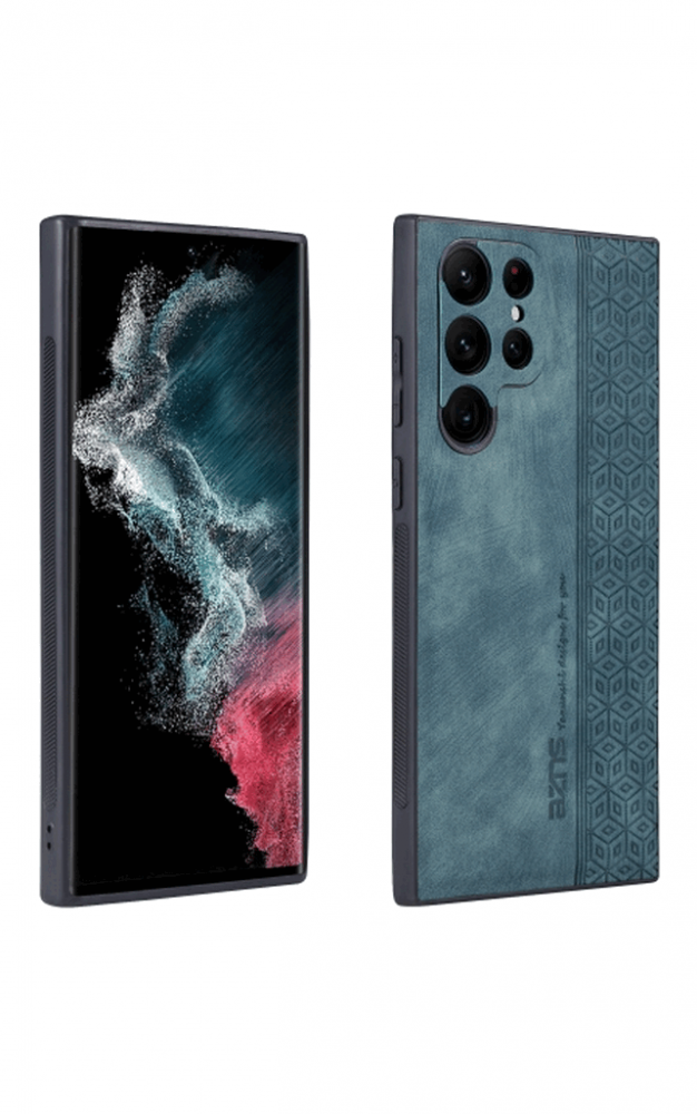 Husă pentru telefon mobil pentru Samsung Galaxy S23 Ultra, din piele cu protector de ecran din sticlă securizată, ușoară, subțire, rezistentă la șocuri, în relief tridimensional 5G verde, O0LL [2]