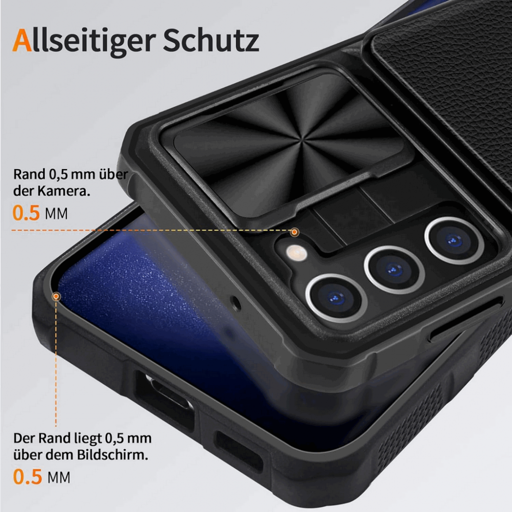 Husa pentru telefon mobil Samsung Galaxy S23 6,1 inch, cu folie de protectie,  din piele cu bara de protectie rezistenta la socuri, neagra, XTO4R [6]