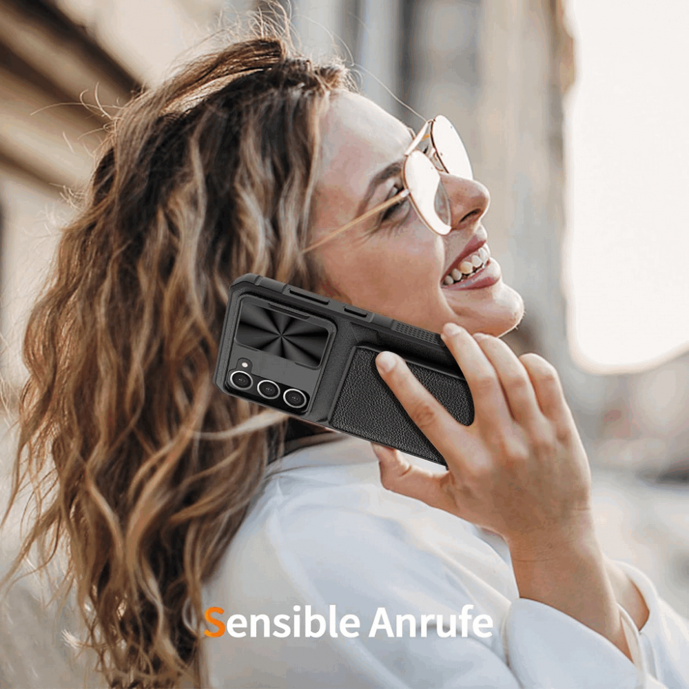 Husa pentru telefon mobil Samsung Galaxy S23 6,1 inch, cu folie de protectie,  din piele cu bara de protectie rezistenta la socuri, neagra, XTO4R [2]