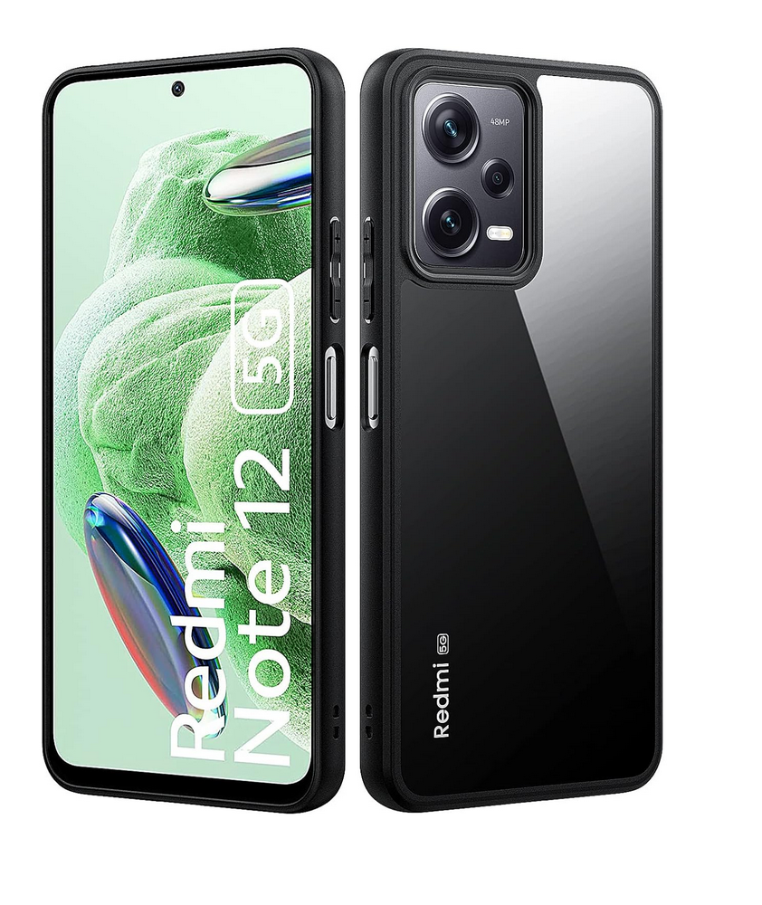 Husă pentru Xiaomi Redmi Note 12 5G / Poco X5 5G, Mofurd, Hibridă, Ultra Subțire, Transparentă și Neagră, Rezistentă la Șocuri si 3 folii de sticla [1]