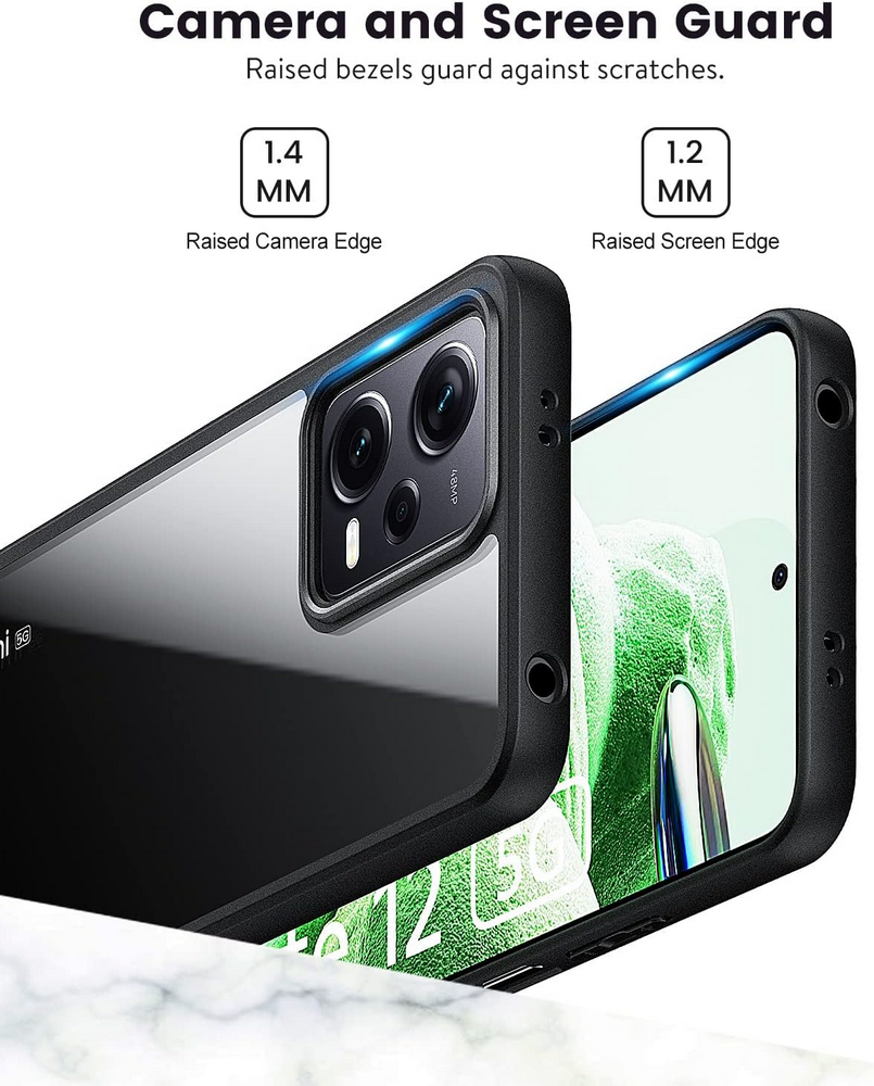 Husă pentru Xiaomi Redmi Note 12 5G / Poco X5 5G, Mofurd, Hibridă, Ultra Subțire, Transparentă și Neagră, Rezistentă la Șocuri si 3 folii de sticla [3]