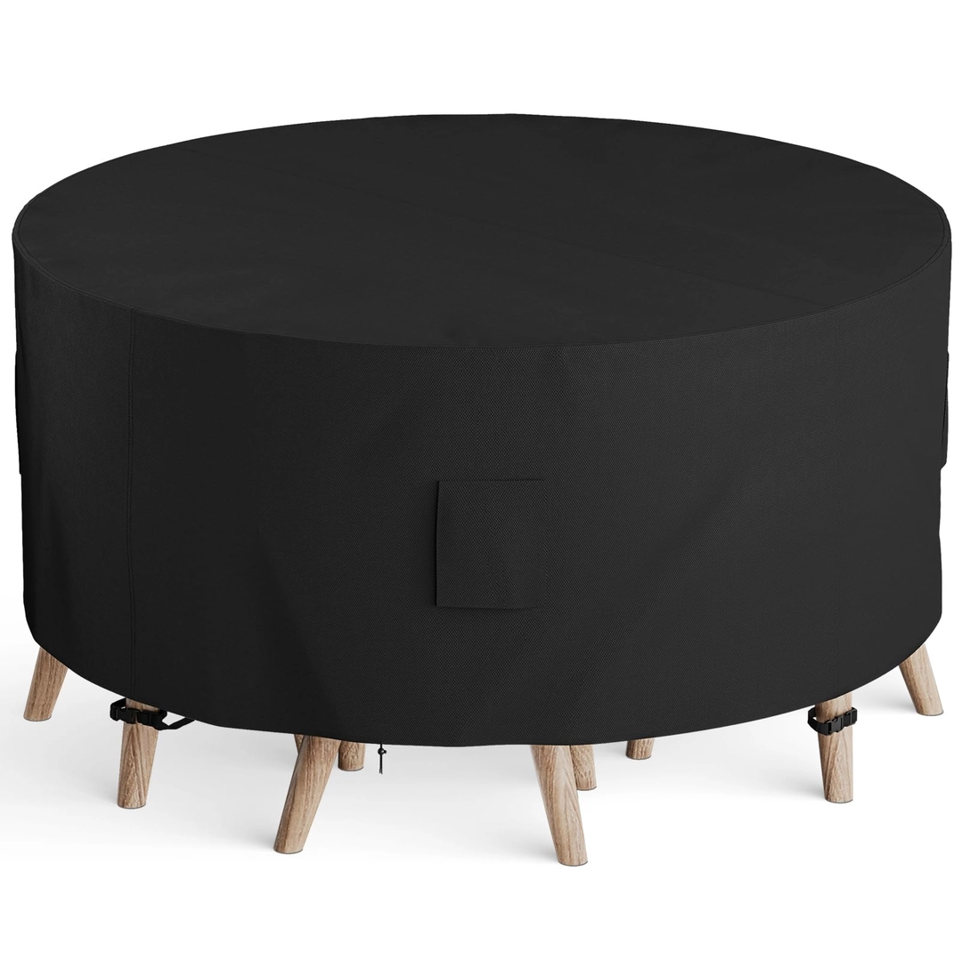 Husa rotunda mobilier gradina 274x80 cm Oxford 420D impermeabila protectie UV neagra [1]