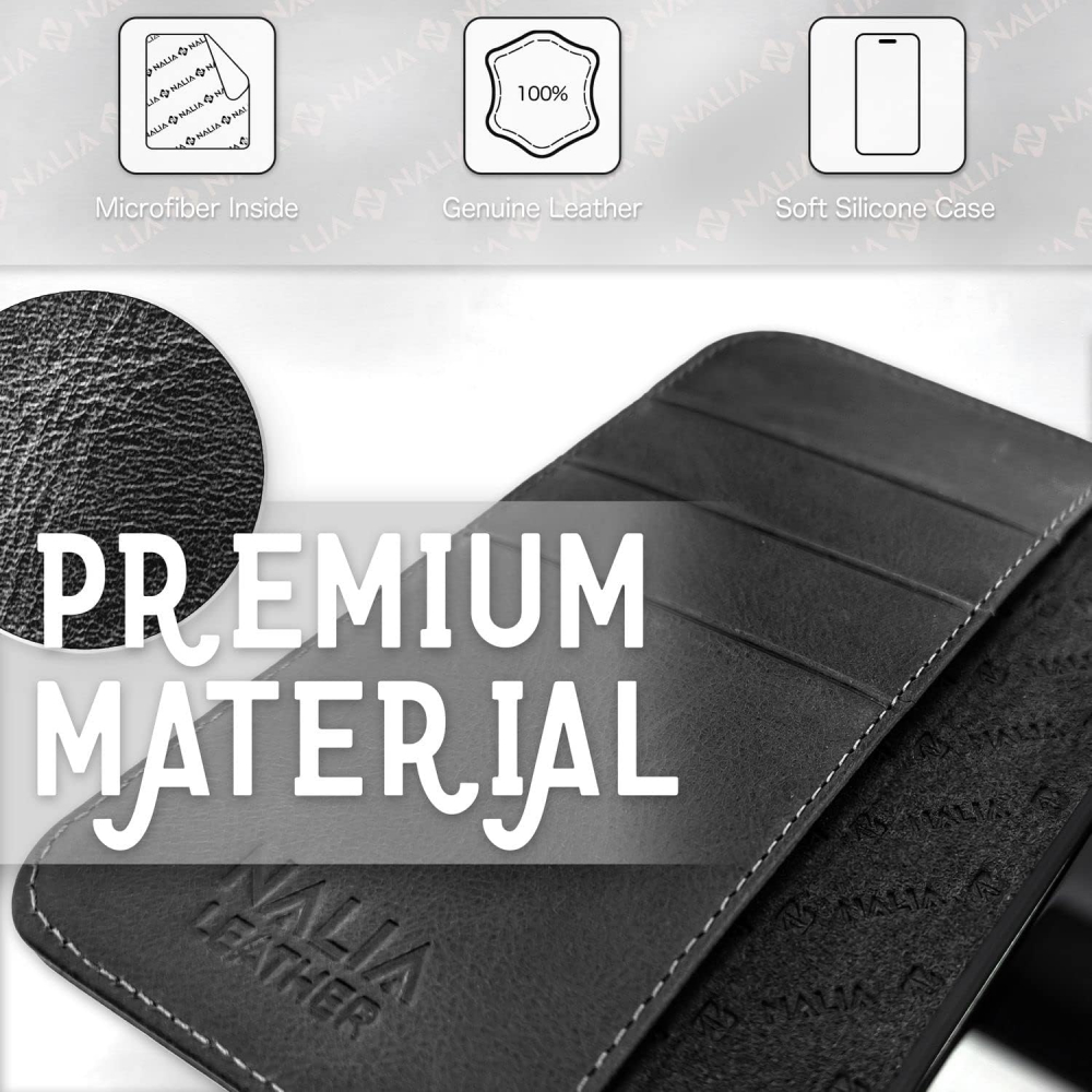 Husa Tip Carte din Piele Naturala pentru Samsung Galaxy S23 Plus – Protectie 360°, Inchidere Magnetica, Sloturi Card, Functie Stand, Protectie RFID, Negru [2]