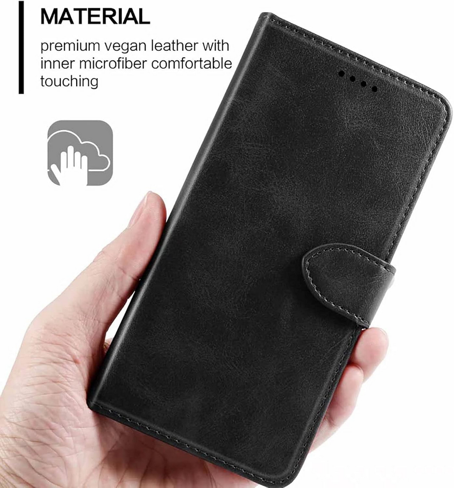 Husa Tip Portofel din Piele PU pentru HONOR 90 Lite 5G, GIOPUEY, Neagra [6]