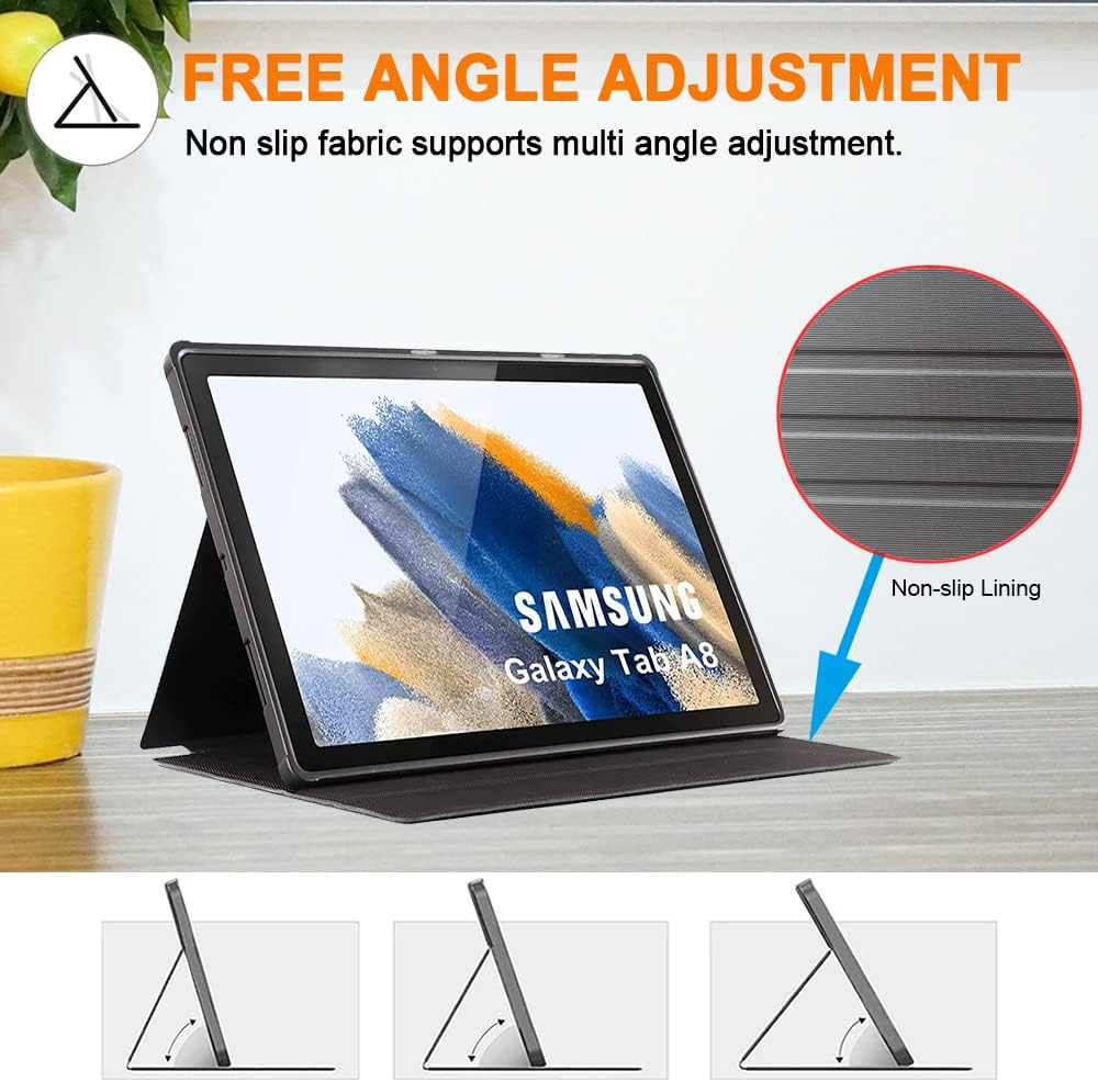 Husă TOKILO pentru Samsung Galaxy Tab A8 10,5 Inch (2022), Neagră, Poliuretan Premium, Funcție Auto Wake/Sleep, Suport Ajustabil, UDOF [7]