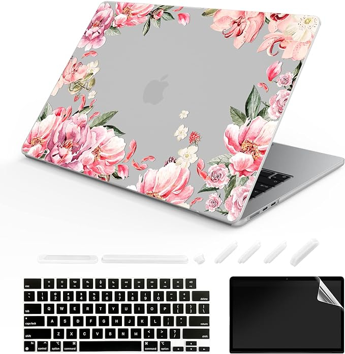 Husa Transparentă BlueSwan cu Model Floral pentru MacBook Air 13.6 inch, M2 & M3 Chip, 2022-2024 [3]