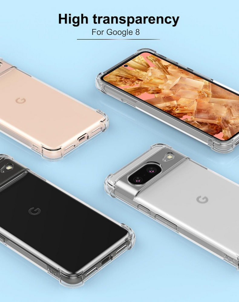 Husa Transparenta pentru Google Pixel 8 (2023), Foluu, Silicon TPU Flexibil, Rezistenta la Zgarieturi, Colturile Intarite, Antisoc [8]