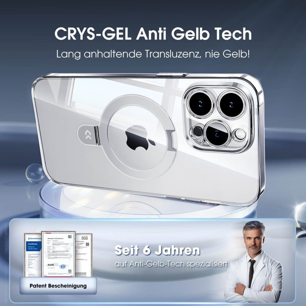 Husă Ultra Subțire CASEKOO pentru iPhone 14 Pro, Transparentă, cu Suport Magnetic Invizibil și Protecție Completă a Camerei, 9HJX [2]