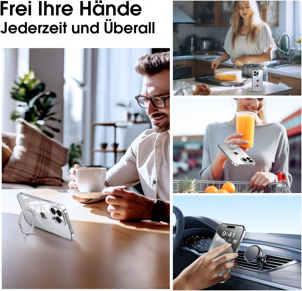 Husă Ultra Subțire CASEKOO pentru iPhone 14 Pro, Transparentă, cu Suport Magnetic Invizibil și Protecție Completă a Camerei, 9HJX [5]