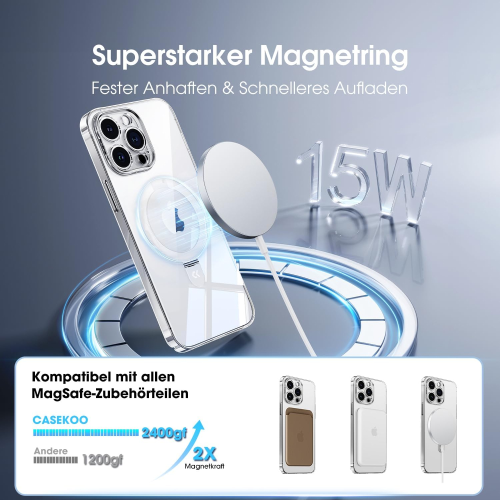 Husă Ultra Subțire CASEKOO pentru iPhone 14 Pro, Transparentă, cu Suport Magnetic Invizibil și Protecție Completă a Camerei, 9HJX [3]