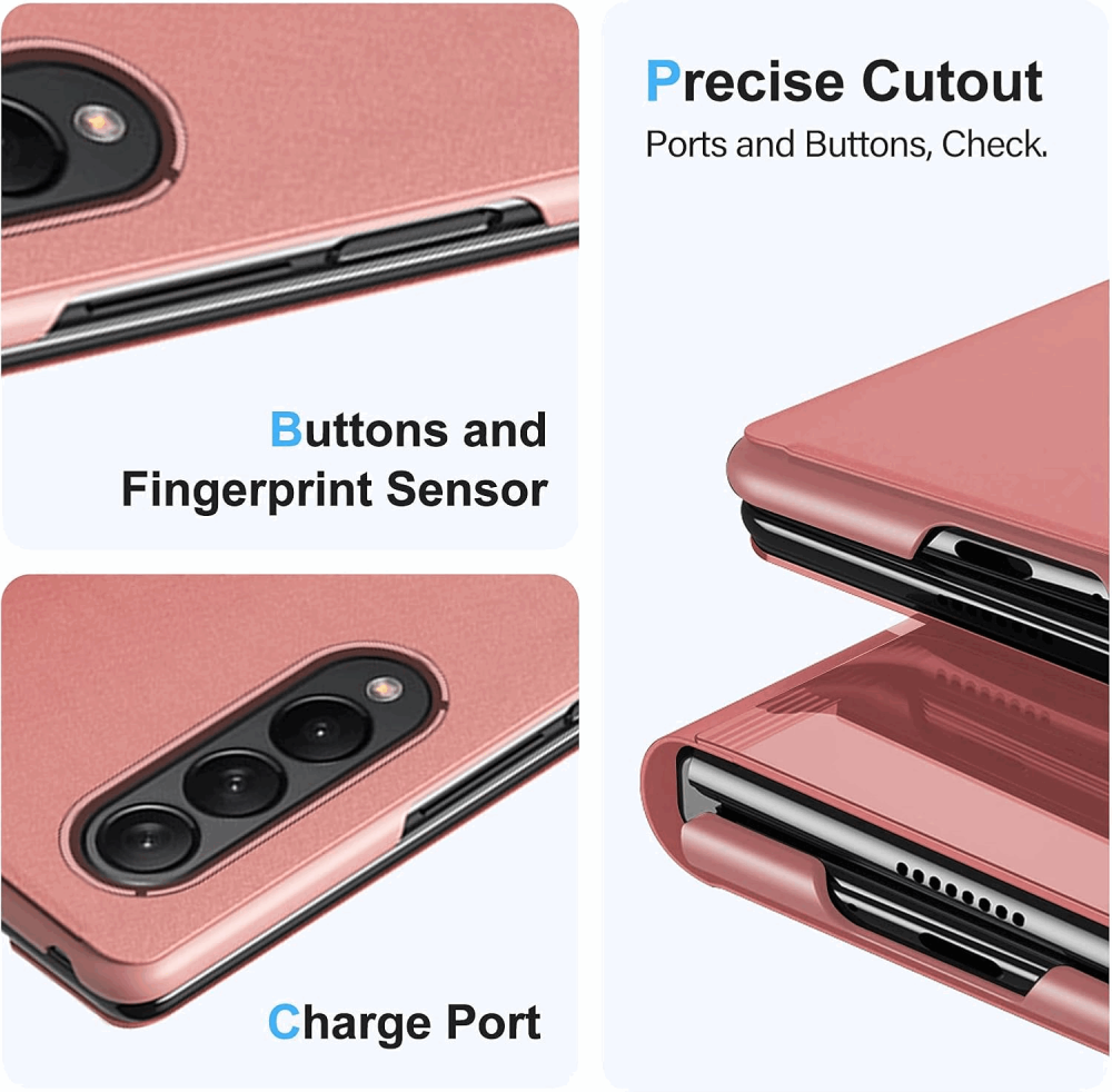 Huse pentru Samsung Galaxy Z Fold 4 5G, Clear View, rose gold, TMJV [7]