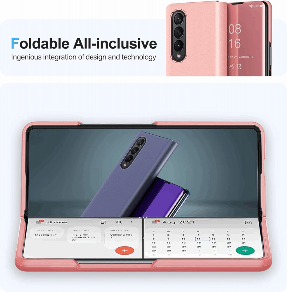 Huse pentru Samsung Galaxy Z Fold 4 5G, Clear View, rose gold, TMJV [4]