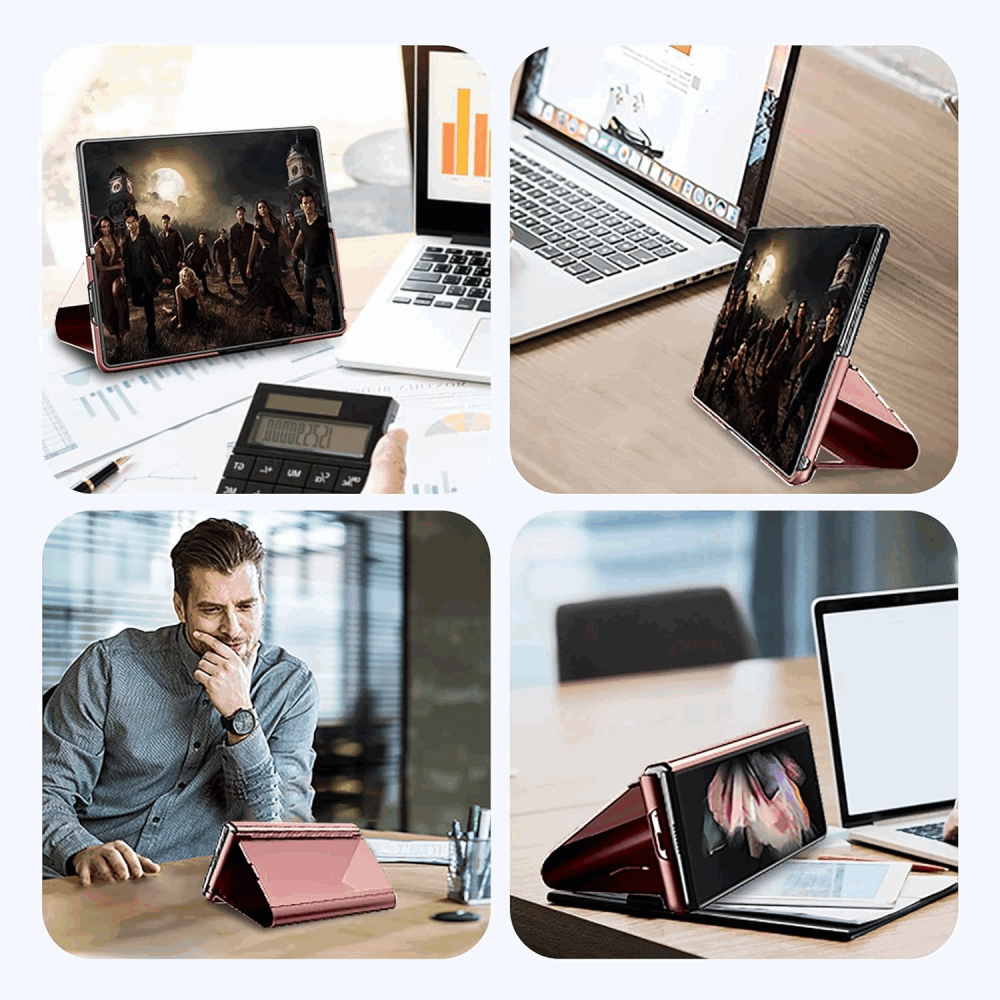 Huse pentru Samsung Galaxy Z Fold 4 5G, Clear View, rose gold, TMJV [2]