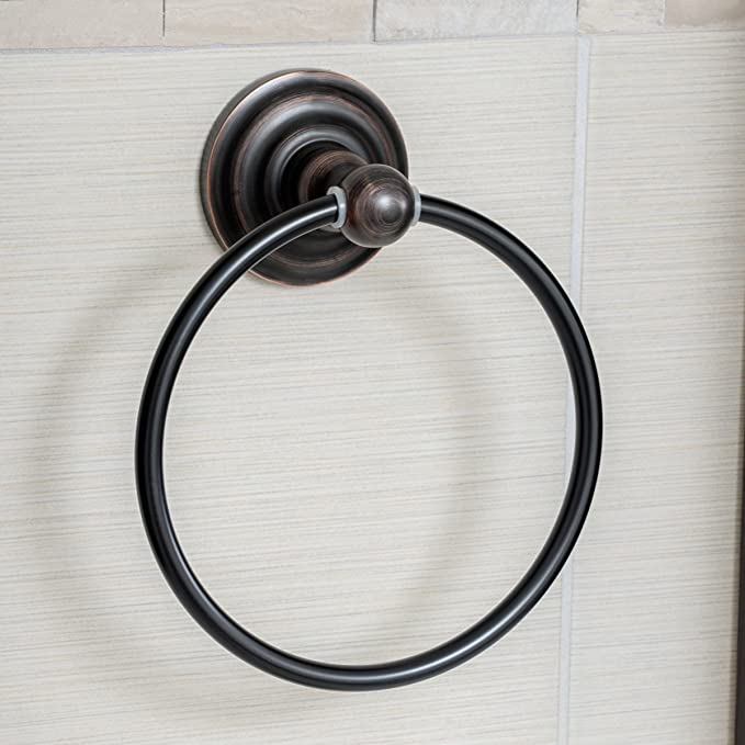 Inel metalic de prosop clasic, culoare negru bronz uleiat, diametru 16 cm, elemente de prindere incluse, Amazon Basics [4]