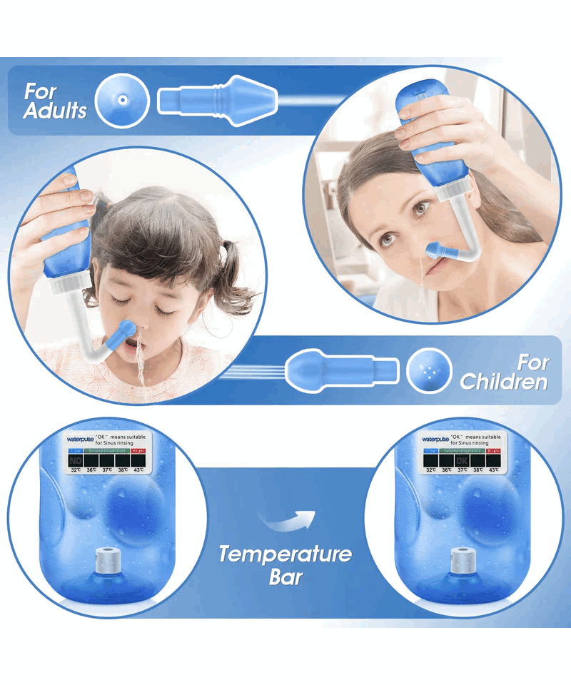 Irigator Nazal, 300ml, 2 diuze, 30 pachete de sare, termometru, Waterpulse [6]