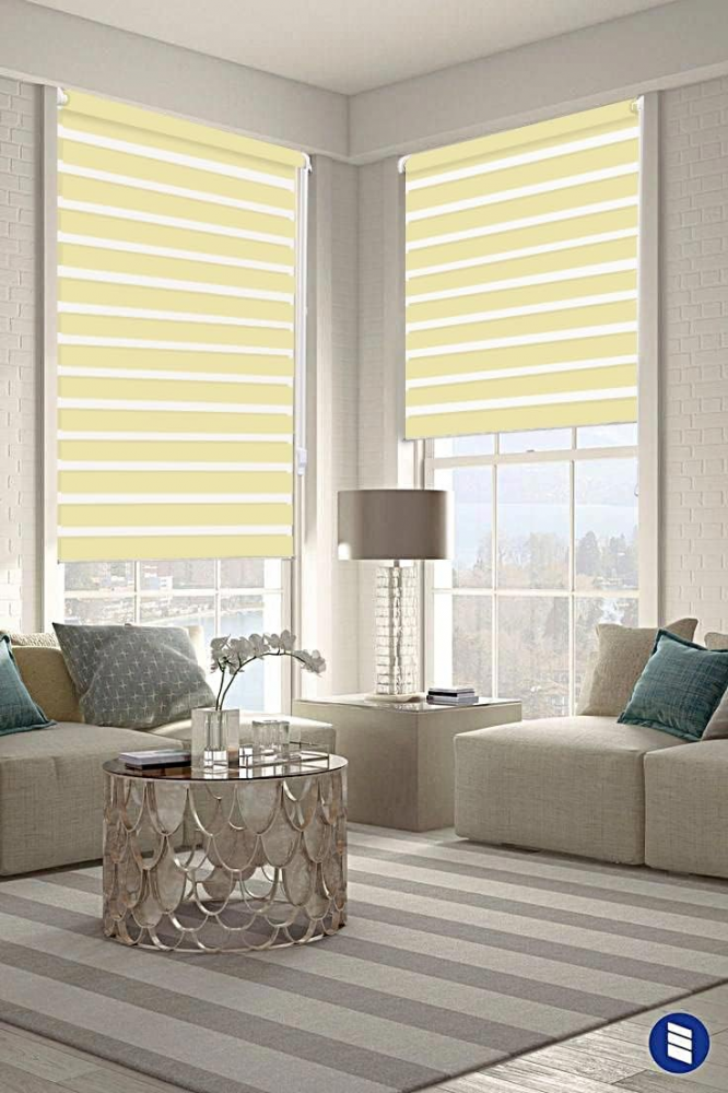 Jaluzea noapte/zi cu Fixare Fara Gaurire, Eurohome, Solutie Eleganta pentru Intimitate si Controlul Luminii, 85x220 cm, galben [5]