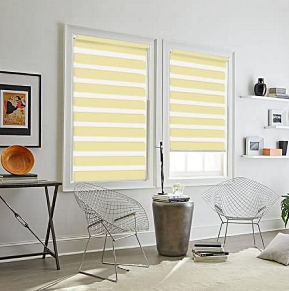 Jaluzea noapte/zi cu Fixare Fara Gaurire, Eurohome, Solutie Eleganta pentru Intimitate si Controlul Luminii, 85x220 cm, galben [4]