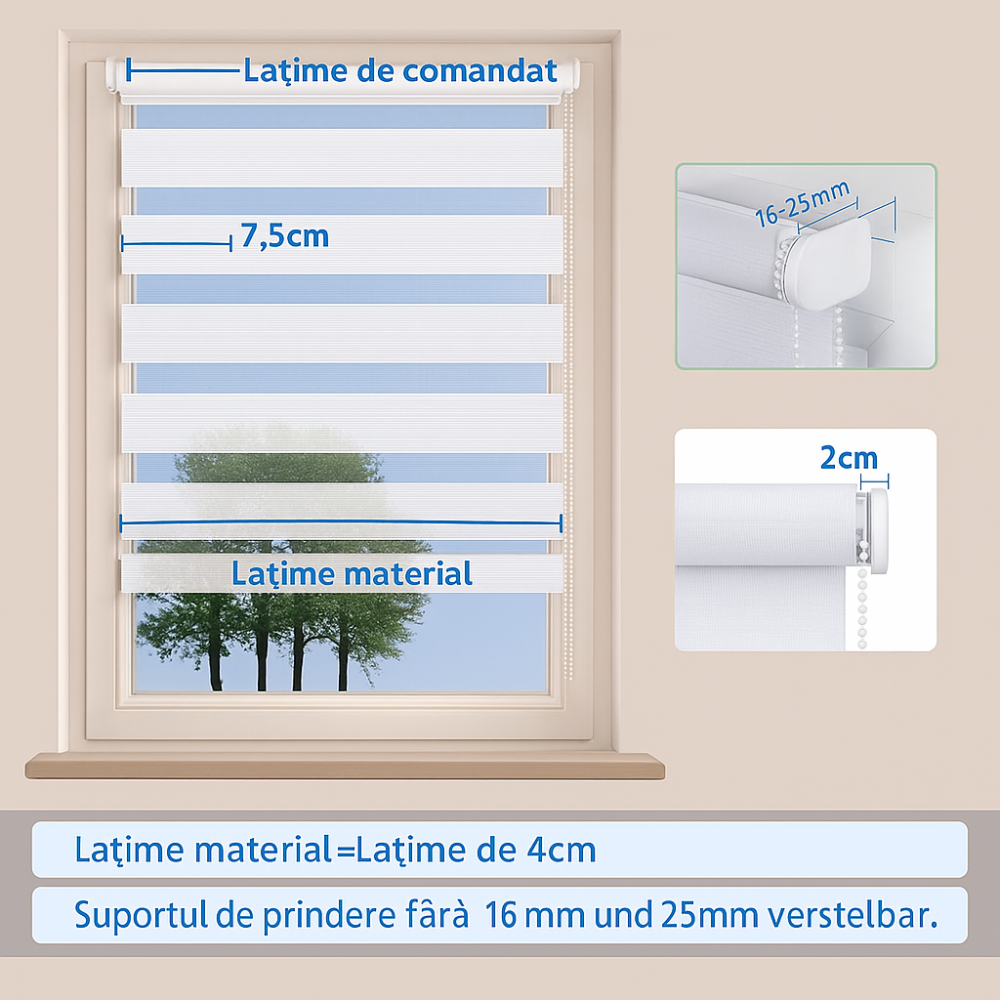Jaluzea noapte/zi cu Fixare Fara Gaurire, Eurohome, Solutie Eleganta pentru Intimitate si Controlul Luminii, 85x220 cm, galben [7]