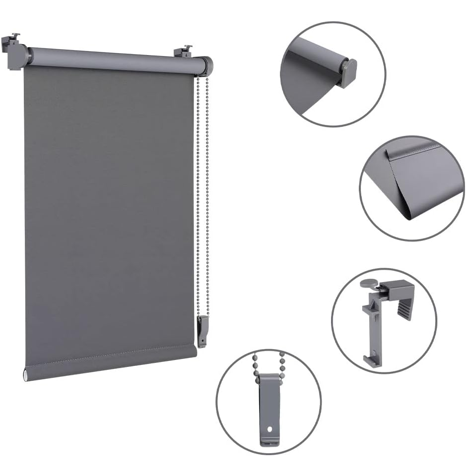 Jaluzea Termica Blackout 65 x 210 cm, Gri, Fara Gaurire, cu Strat Intunecat si Certificare Oeko-Tex 100, EuroHome [3]