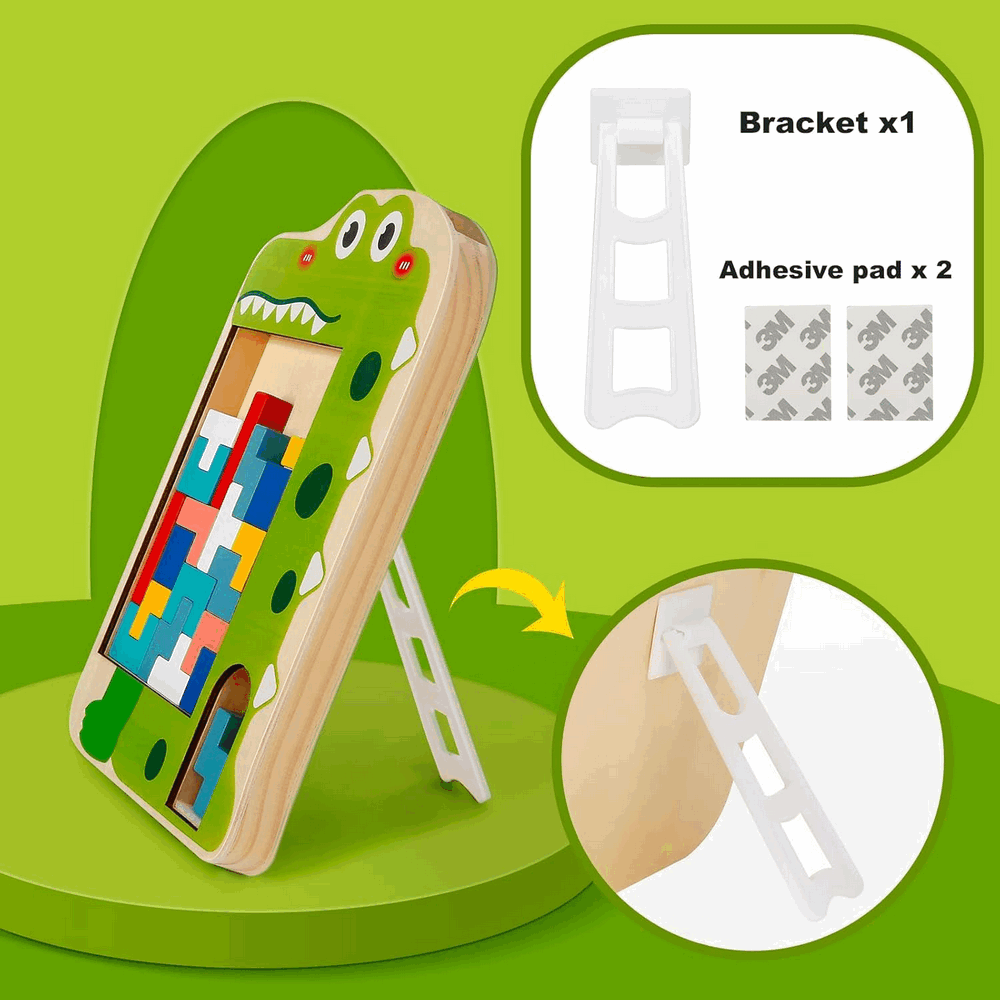 Joc de inteligenta, din lemn, multicolor, puzzle cuburi de constructie, multicolor, crocodil [6]