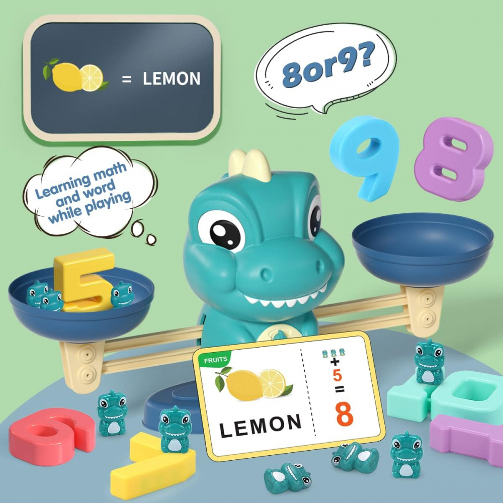 Joc Educativ Montessori cu Dinozauri și Numere, REMOKING, Jucărie Interactivă pentru Învățarea Matematicii, pentru Copii 3+ Ani, Băieți și Fetițe [3]