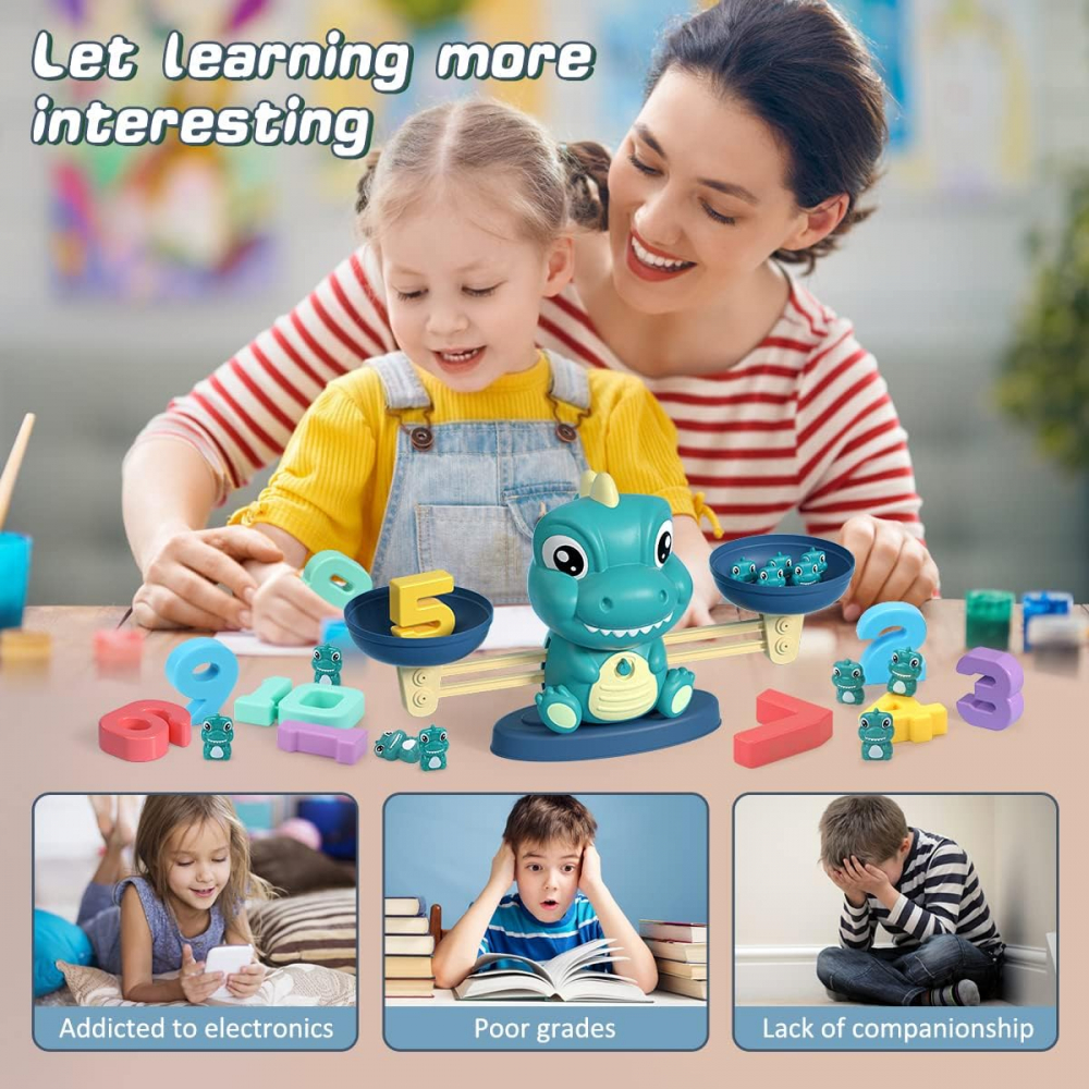 Joc Educativ Montessori cu Dinozauri și Numere, REMOKING, Jucărie Interactivă pentru Învățarea Matematicii, pentru Copii 3+ Ani, Băieți și Fetițe [5]