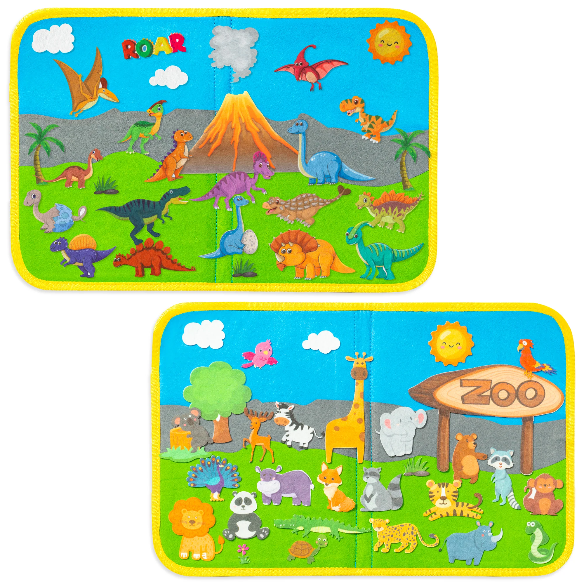 Joc Educativ Tabla de Povesti cu Dinozauri si Animale de Zoo, 50 Piese din Fetru, Interactiv, Portabil pentru Copii Prescolari, 45 cm x 30 cm [6]