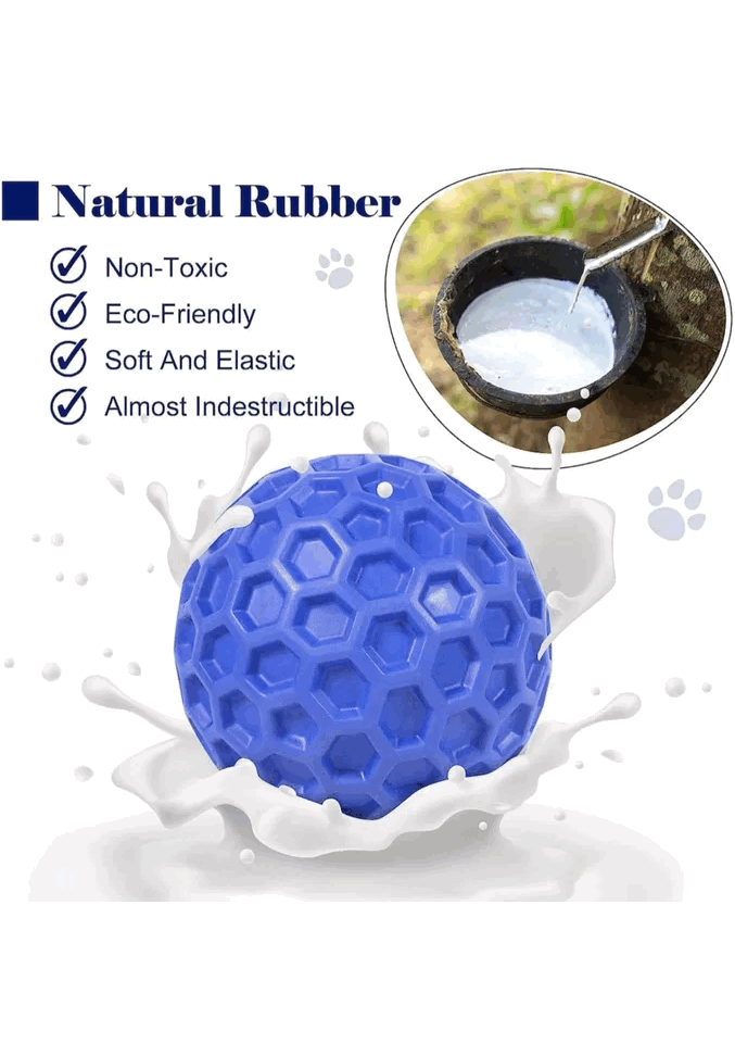 Jucarie de mestecat pentru caini, cu sunet, ideala pentru sanatatea orala a animalului tau, durabila si sigura, material rezistent non-toxic din cauciuc in forma de minge, 8cm, albastra [4]