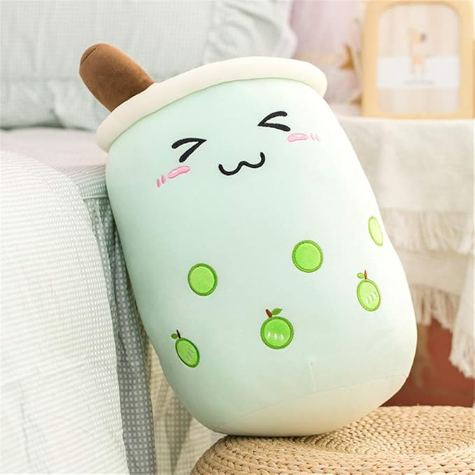 Jucărie de Pluș Bubble Tea, KOWAKA, 24 cm, Pernă Moale, Ceai de Lapte și Măr Verde [3]