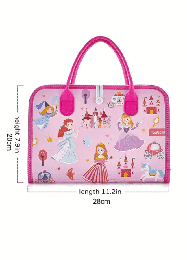 Jucarie interactiva senzoriala, Kimimara Busy Board textil, Montessori, Carte tip gentuta, tabla de invatare, Pentru calatorit, Roz, QSOTH [2]