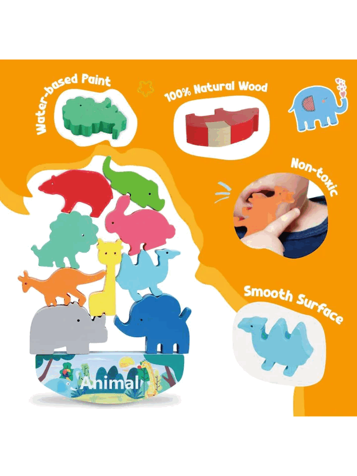 Jucarie pentru copii, Montessori, animale, joc de stivuit si echilibru, Blot [5]