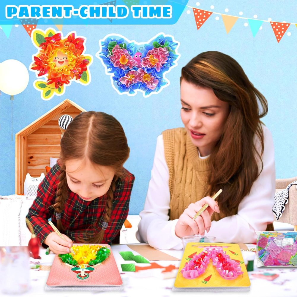 Kit Creativ pentru Copii 4-10 Ani, Pipihome Set Art & Craft Poke Art DIY, 600 Piese Material Textil, Plăcuțe de Pictură & Pix Special, Activitate Educativă [5]