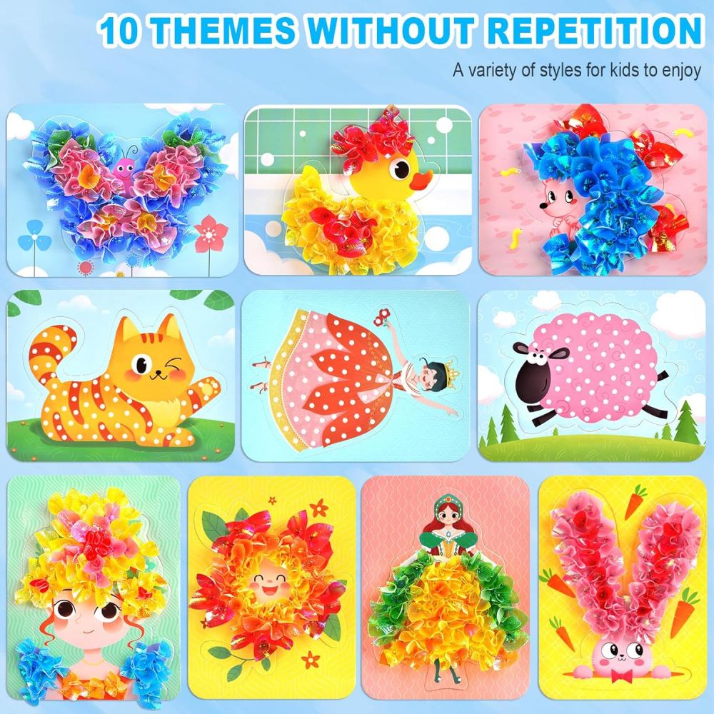 Kit Creativ pentru Copii 4-10 Ani, Pipihome Set Art & Craft Poke Art DIY, 600 Piese Material Textil, Plăcuțe de Pictură & Pix Special, Activitate Educativă [4]