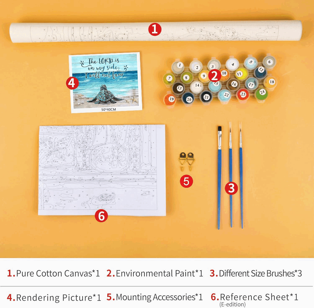 Kit creativ Pictură cu Numere, Broască Țestoasă Marina, Pentru Adulți Începători,N869, 50x40 cm [5]
