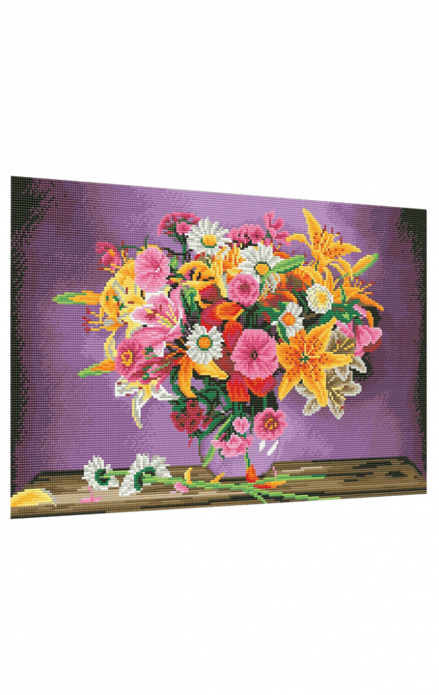 Kit de Pictură cu Diamante 5D TINY FUN, Pentru Adulți, 65x42 cm, vaza cu flori [1]