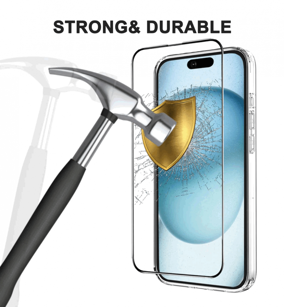 Kit de protecție completă pentru iPhone 15 Plus, husa transparenta si 2 folii de sticla de protectie, OH3B [5]