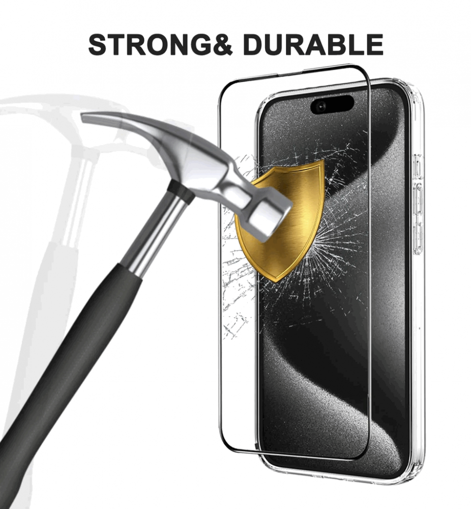 Kit de protecție completă pentru iPhone 15 Pro, husa transparenta si 2 folii de sticla de protectie, VAAR [5]