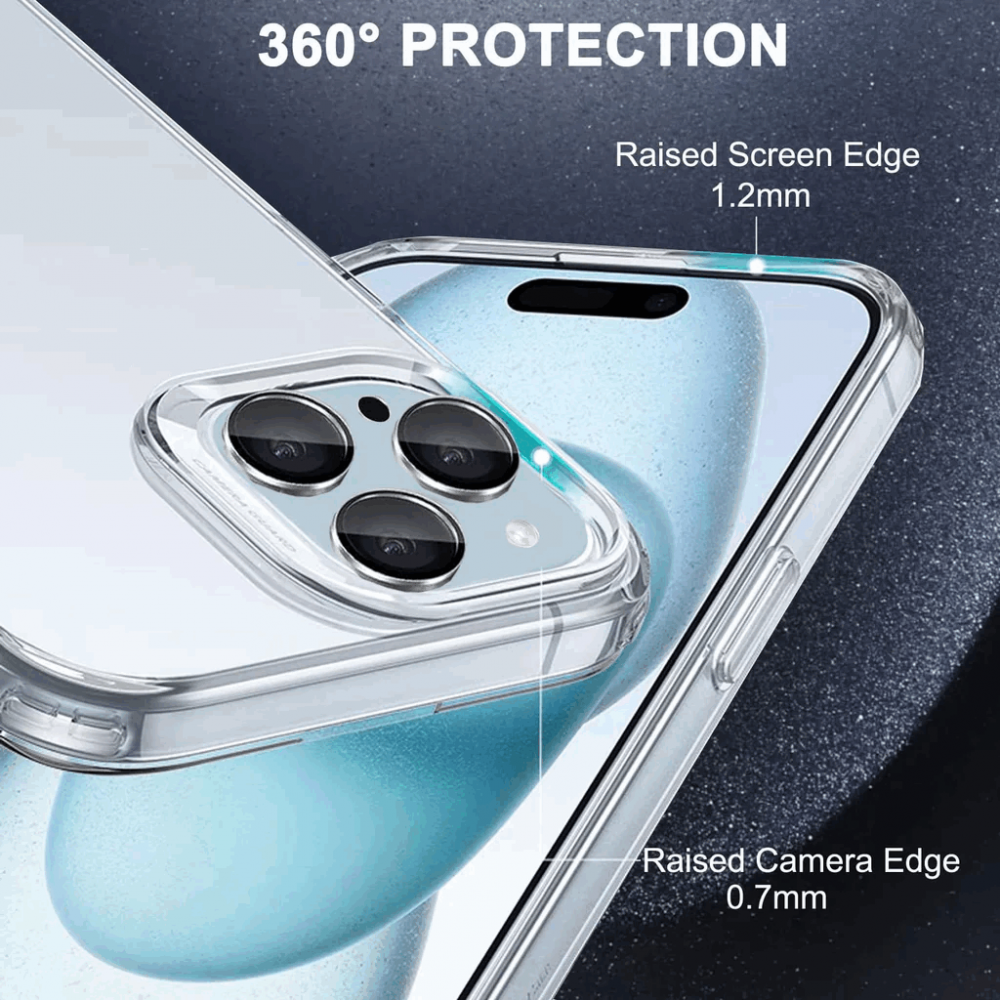 Kit de protecție completă pentru iPhone 15 Pro, husa transparenta si 2 folii de sticla de protectie, VAAR [4]
