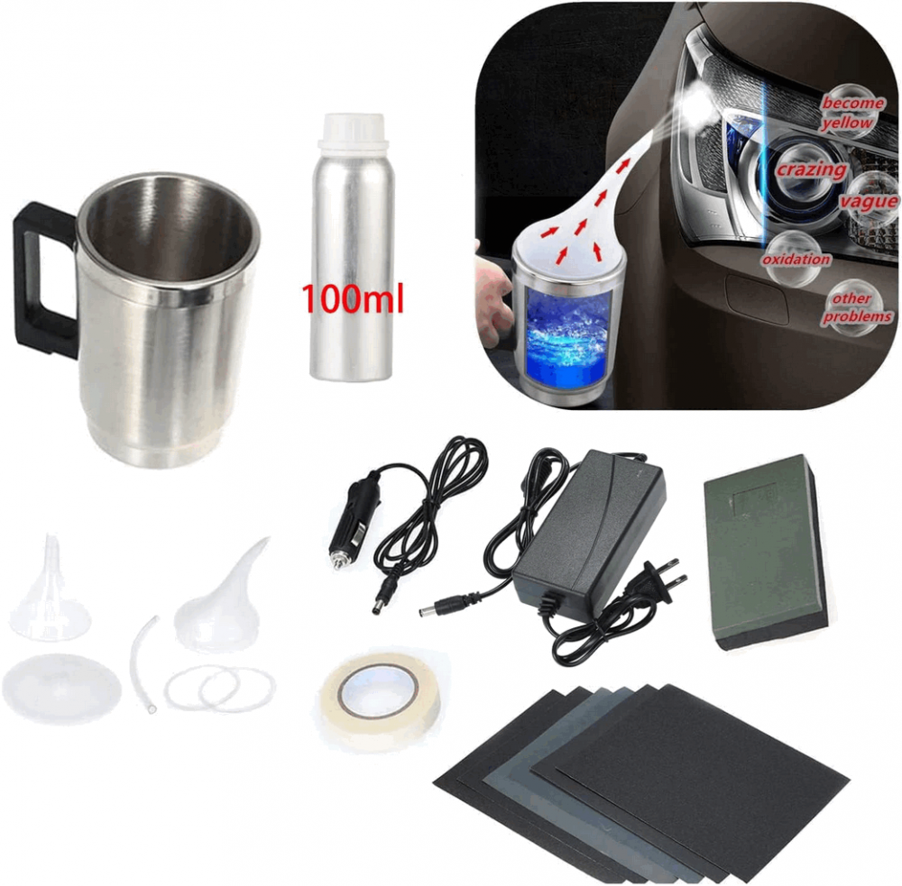 Kit recondiționare faruri auto Homlynn, Lustruire, lichid de restaurare 100ml, protecție UV, Îndepărtează ingălbenirea, zgârieturile și uzura [8]